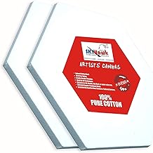 SKYHawk Cotton Medium Grain Stretched Hexagon Canvas (White, 10 Inches) (Set of 2)