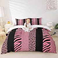 Vista 25 de Juego de funda de edredón para niños con estampado de leopardo, tamaño individual, juego de ropa de cama de moda de piel de guepardo abstracto