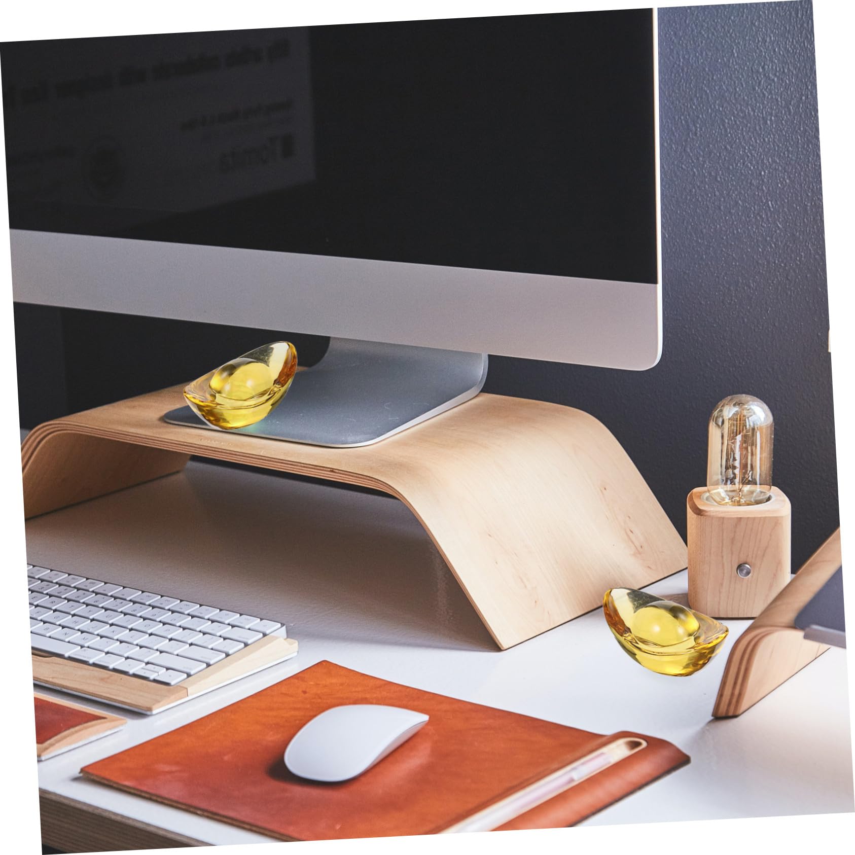 OUNONA Estatua de Lingotes de Cristal Dorado Detalles 5 Piezas y Acabado Artesanal Retro para Decoración de Escritorio y Oficina