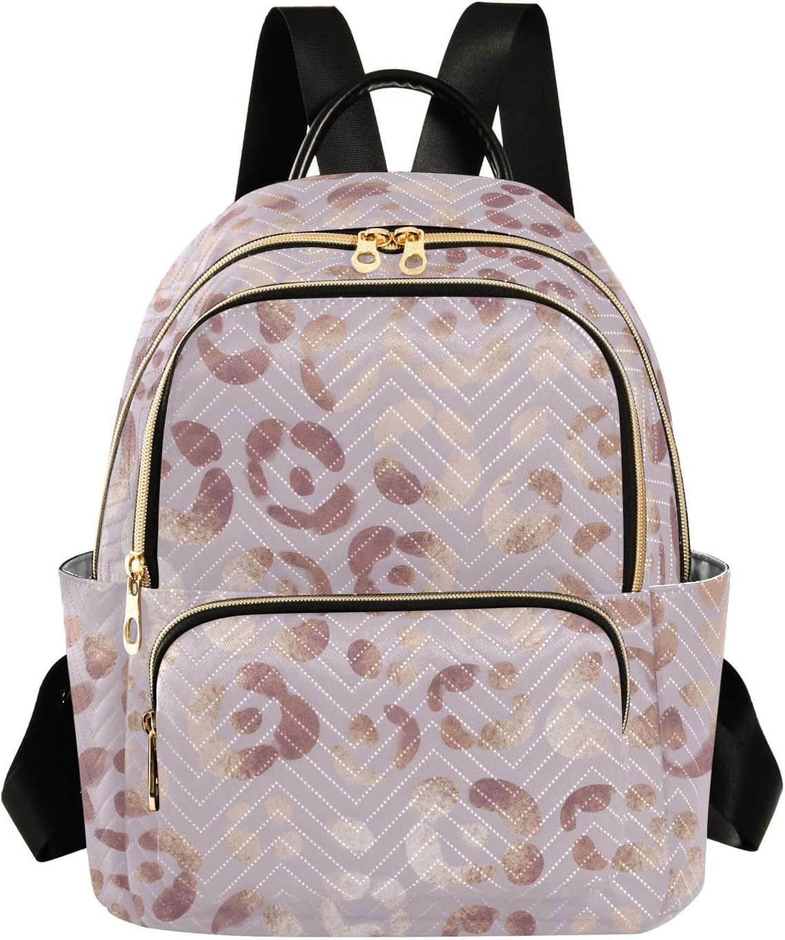 SUABO Leopard Print Cheetah Rose Gold Fashion Backpack Purse Ladies Fashion Rucksack Travel Shoulder Bag Casual Daily Backpack