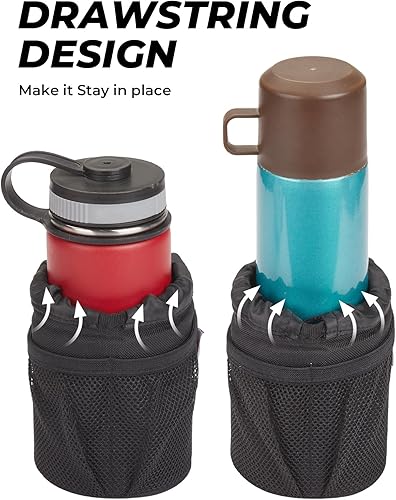 Miniatura 5 de kemimoto Portavasos para scooter, soporte de tela Oxford para bebidas de motocicleta con abrazadera de cocodrilo de 0.6 a 1.5 pulgadas, soporte