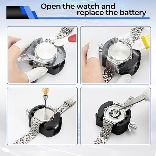 Miniatura 6 de Ohuhu - Kit de reparación de reloj, 192 piezas mejoradas de alta resistencia para extracción de eslabones de reloj, kit de herramientas de repuesto