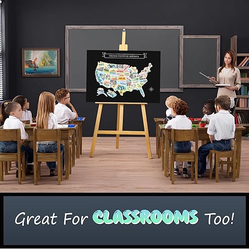 Miniatura 6 de Mapa grande de Estados Unidos para rascar de 23 x 16 pulgadas, diseño de viaje dibujado a mano con accesorios, laminado para decoración del hogar,