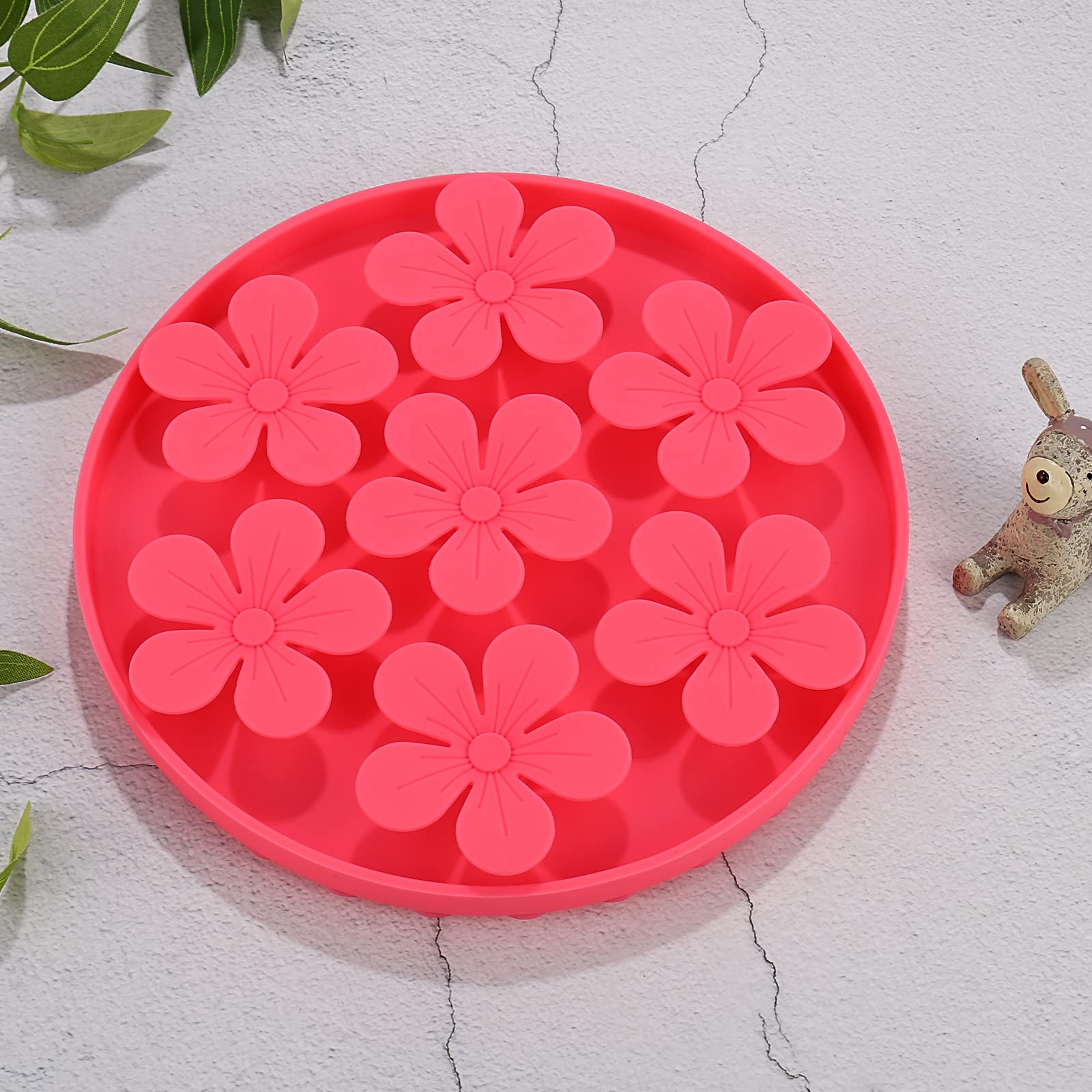 Doweiss Slow Feeder,Cat Help Slow Down Eating Speed Cut Flower Silicone Rubber Cute Slow Feeder for Puppy/Cat/Dog - Image 3