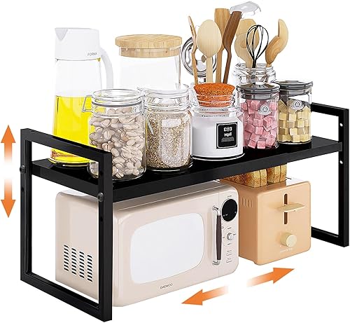 DOLALIKE Organizador de encimera de cocina expandible, organizadores de estantes apilables para gabinete, almacenamiento de despensa para especias