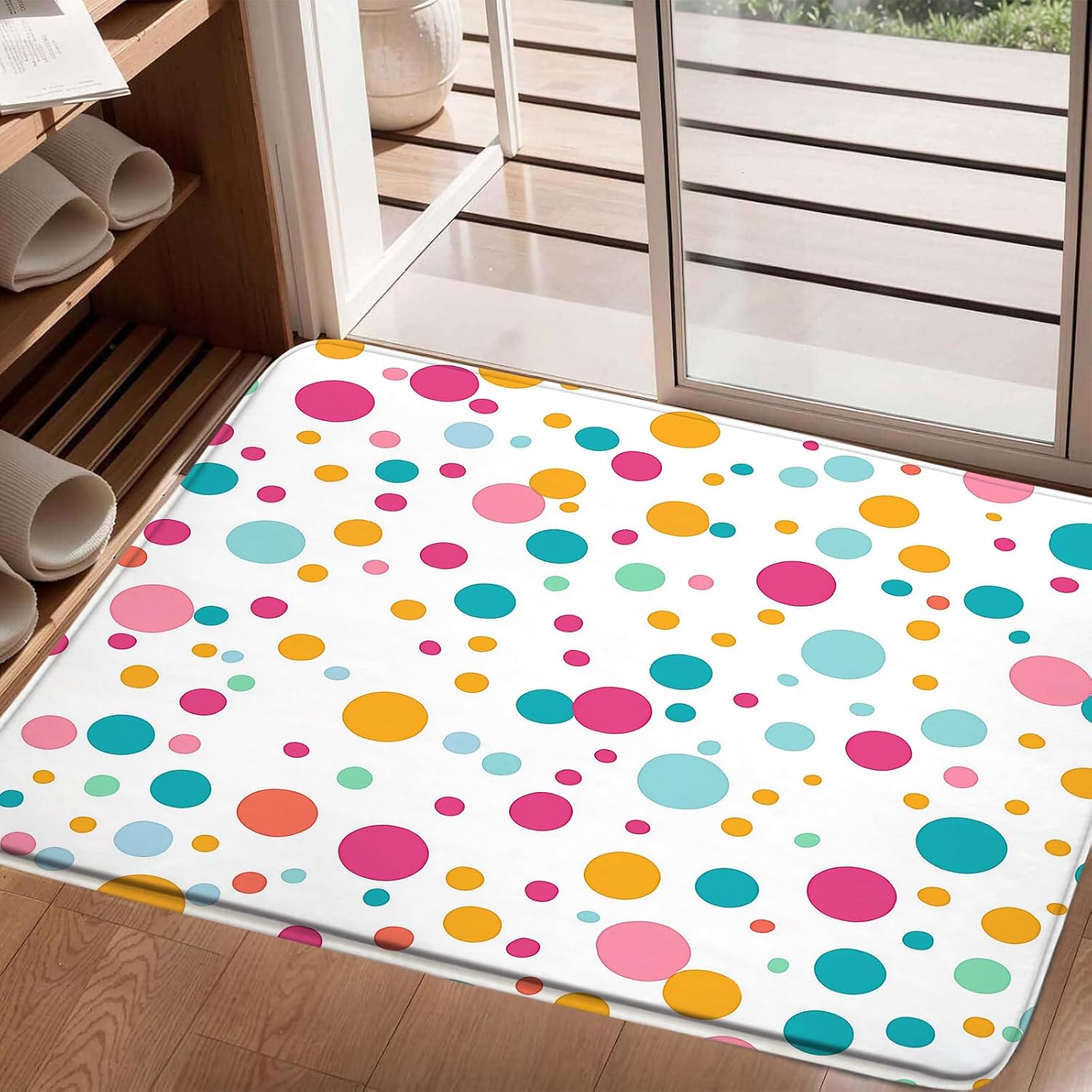 Polka Dot Bath Mat Colorful Abstract Geometric,17.7x29.5 image 5