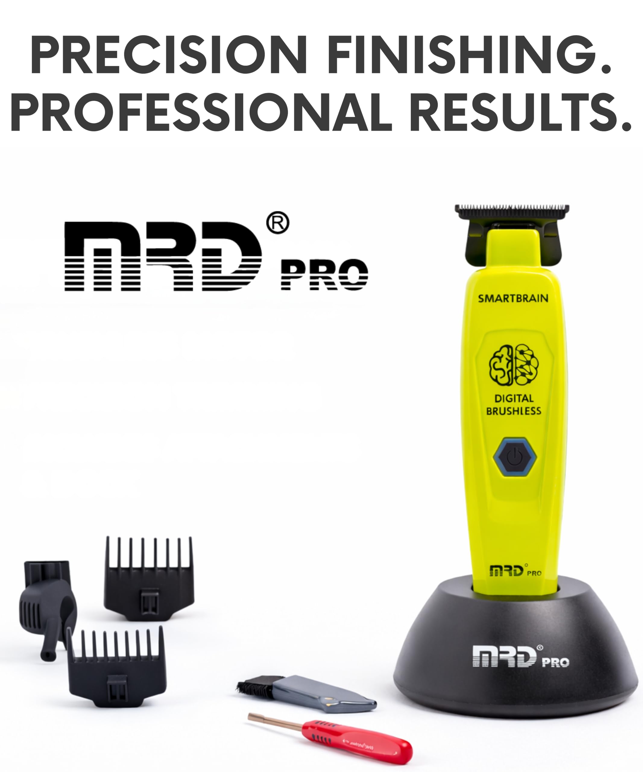 MRD Trimmer PRO Smartbrain - Machine de finition cheveux homme professionnelle avec moteur magnétique, lame DLC Trimmer et corps métallique, rechargeable Micro USB-C