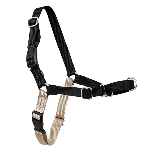 PetSafe Easy Walk Harness, No-Pull Walking Harness for Dogs, Adjustable Fit, Includes 1.8m Lead, Large-Black/Beige