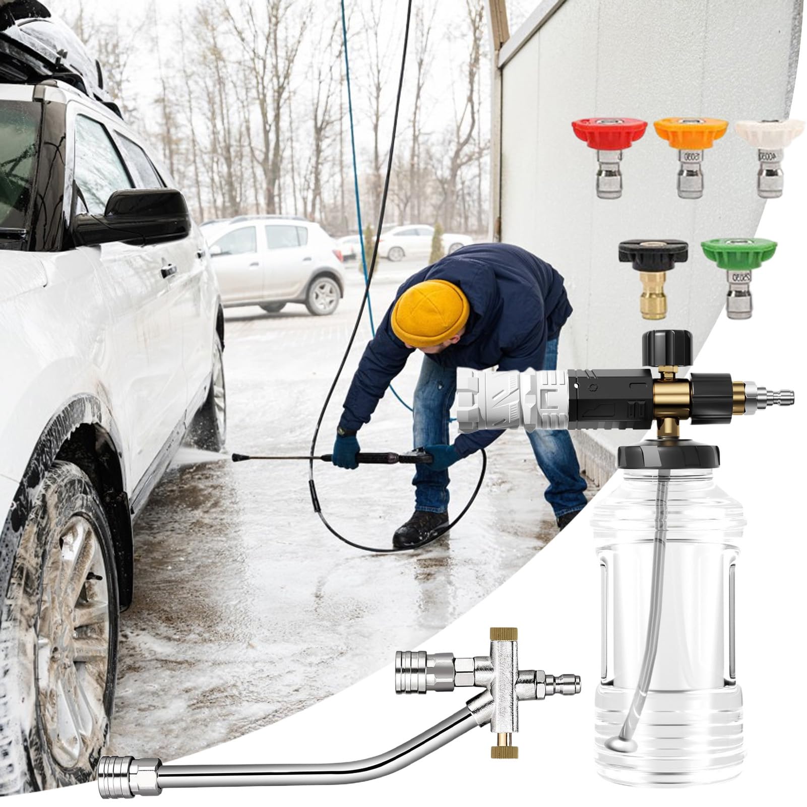 Spray Per Lavaggio Auto Schiumatore | ad Aria Regolabile con Pulizia Ad Alta Pressione per Esterni Ruote Finestrini Prato