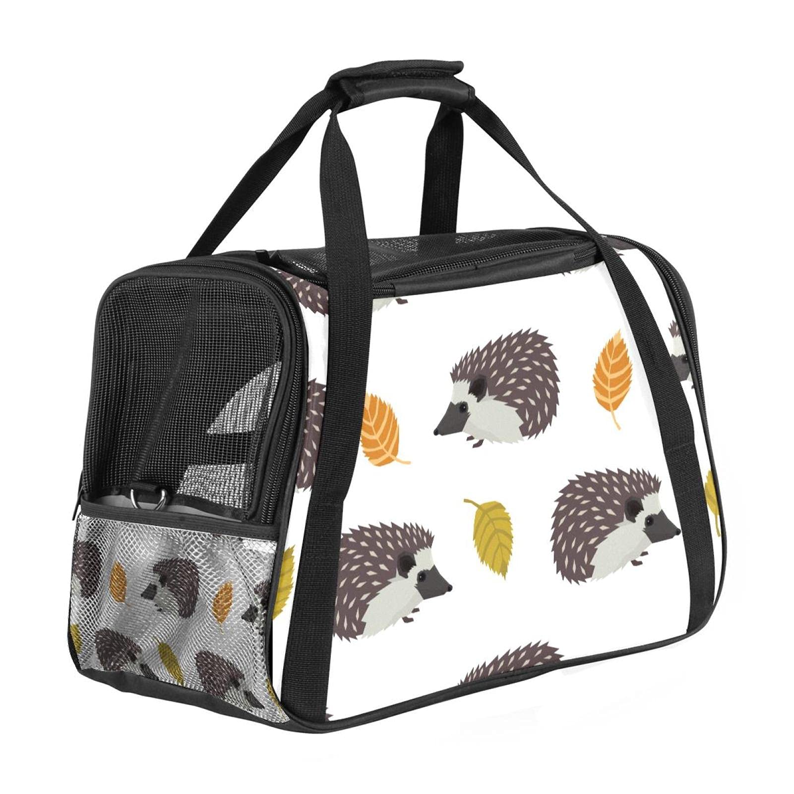 Sac de transport pour animal domestique pliable et léger imprimé feuilles gris