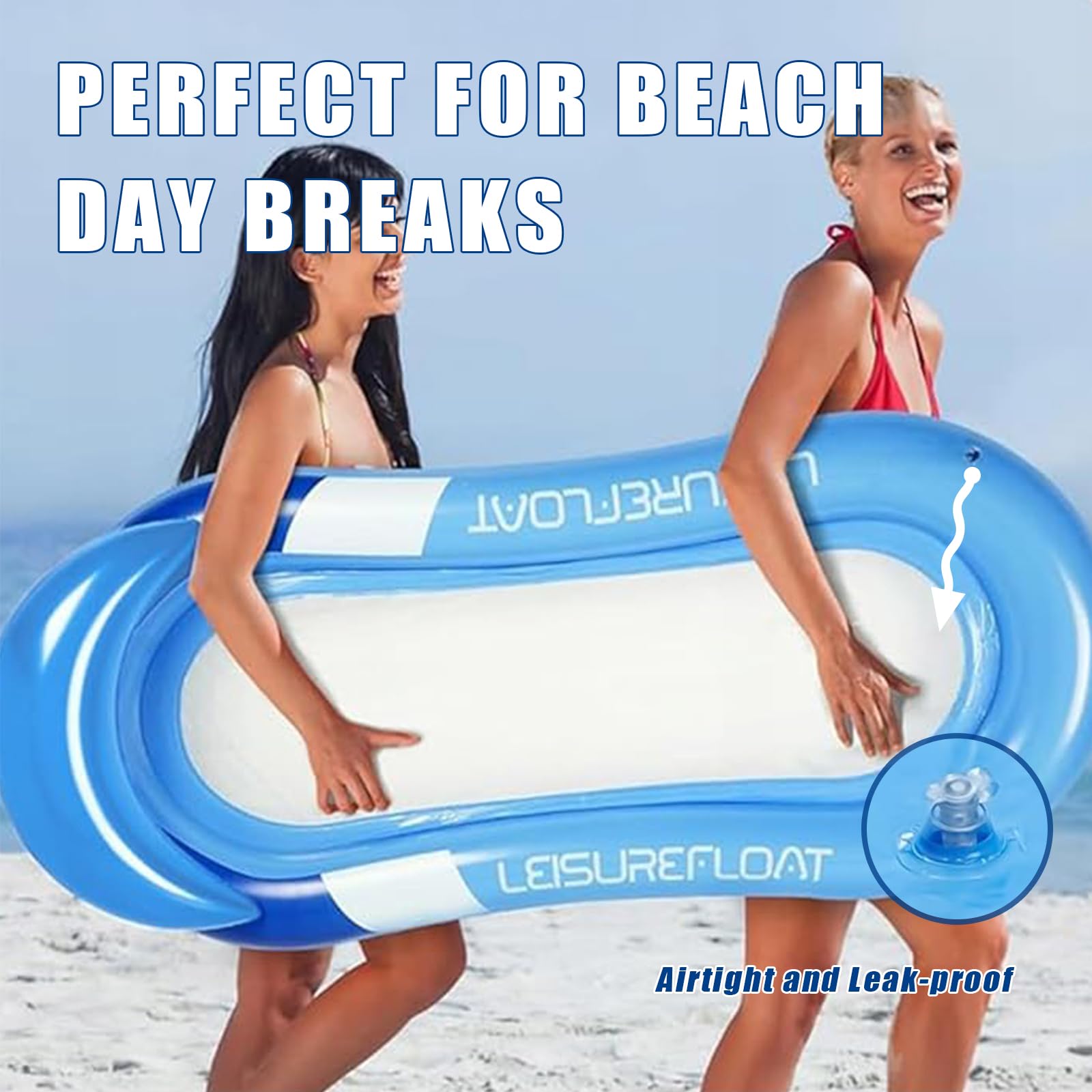 Amaca ad acqua con rete, lettino gonfiabile con poggiatesta, materasso ad aria per piscina per adulti, 150 x 70 cm, lettino da piscina per adulti, per piscina, lago e spiaggia, accessorio per piscina