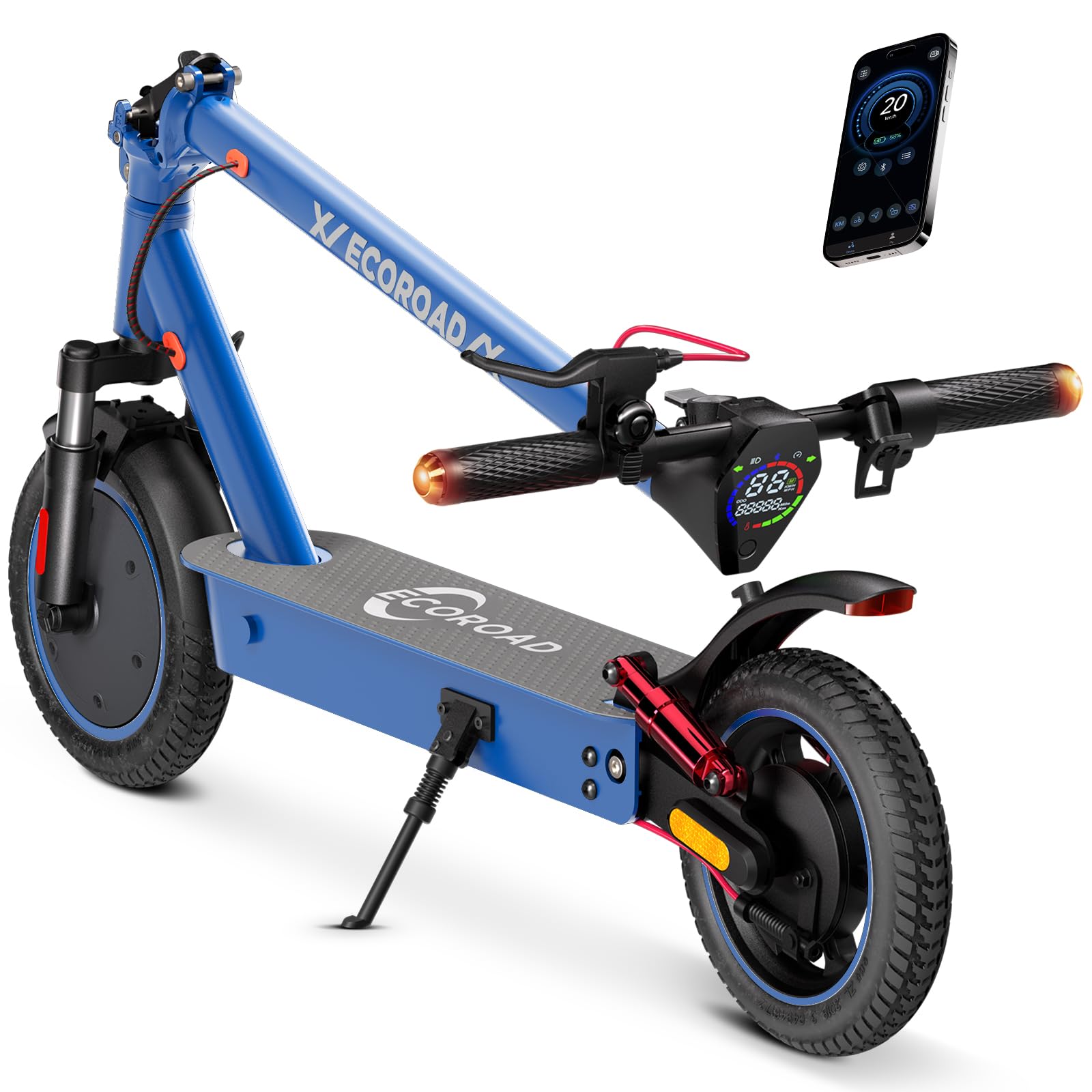 Electric Scooter, Up to 25 Miles Range & 21 MPH, 4 High-Performance Shock Absorbers, 500W Motor & 10" Solid Tires, Foldable Commuter Electric Scooter