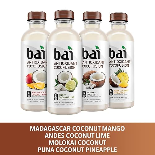 Miniatura 276 de Bai - Puna coco piña - Agua con sabor a coco y piña, bebida con infusión antioxidante, botellas de 18 onzas líquidas, paquete de 6