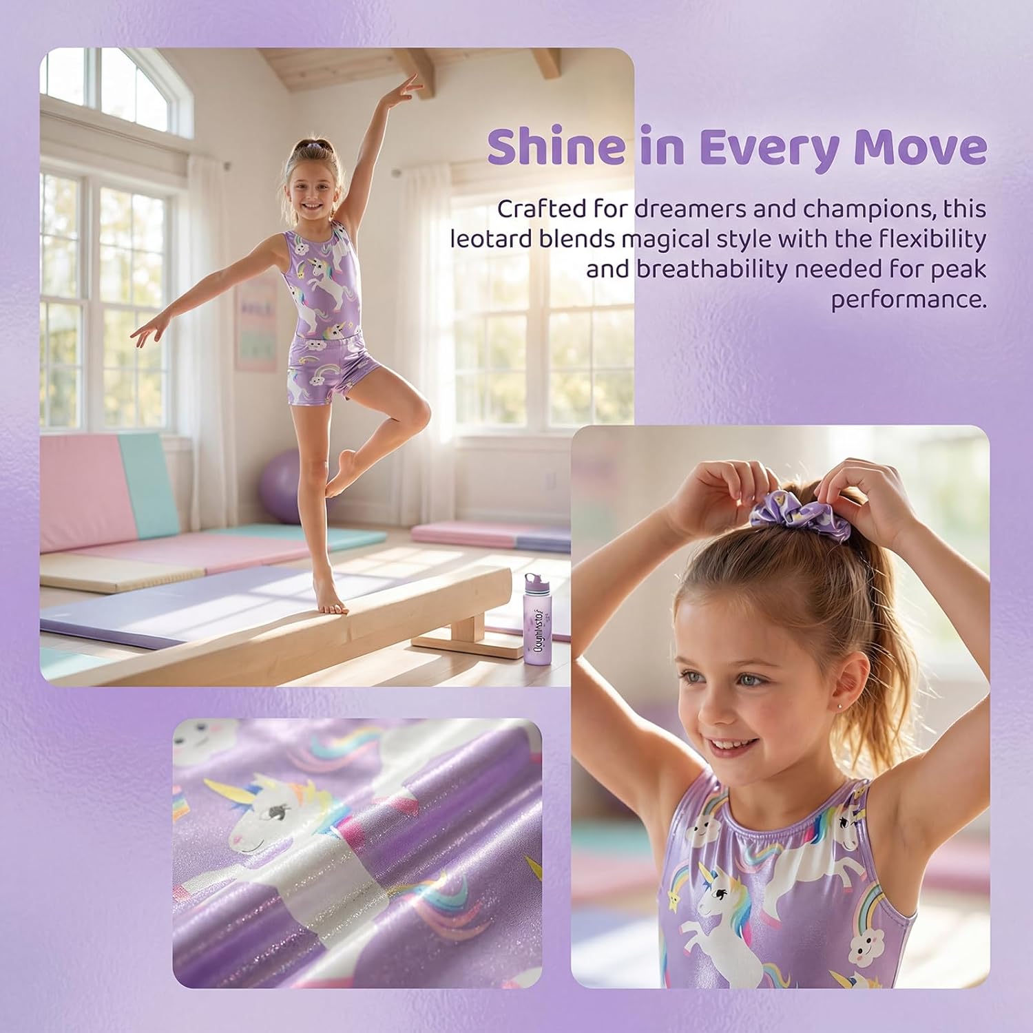 LIUHUO Girls Gymnastics Leotards One-piece Leotard outfit | Sparkly Breathable, Sleeveless, Gymnastics Training