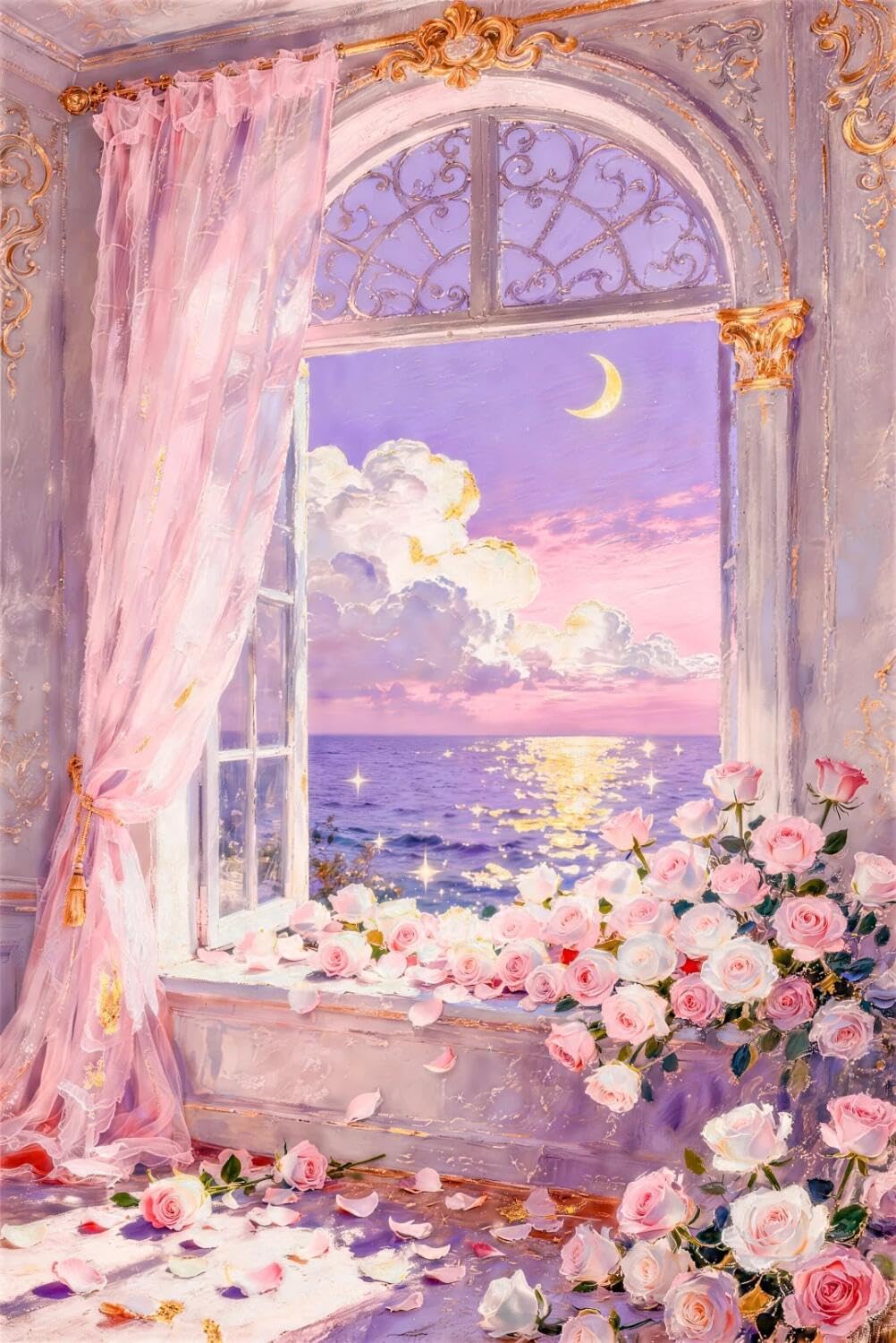 AxiangziK DIY Cross Stitch Kit Flores junto a la ventana 11CT 80x100cm
