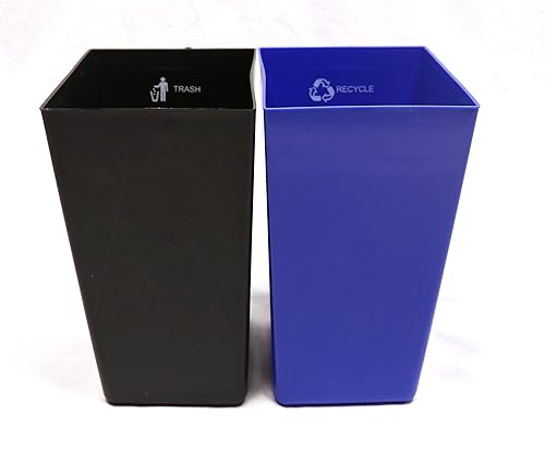 Vista 3 de Papelera de reciclaje, cuero sintético con revestimientos clasificados de fuego codificados de doble color. 14.25 "x 9.5" x 12