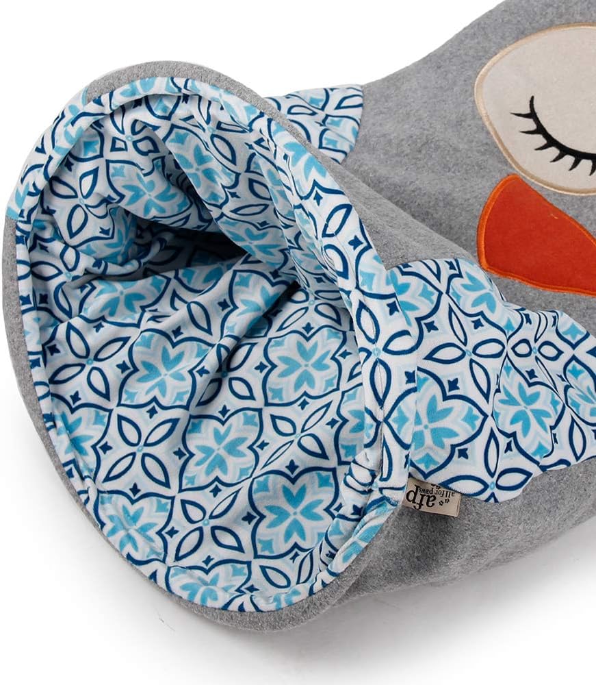 ALL FOR PAWS Owl Cat Sack Cat Tunnel Crinkle Collapsible Bag Indoor Kitten Rabbit Bunny Ferret Toy House
