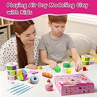 Vista 3 de Arcilla de modelado Air Dry para niños, 12 manualidades de postres modelo mágico, kits de arcilla con herramientas de escultura y tutoriales, Kit
