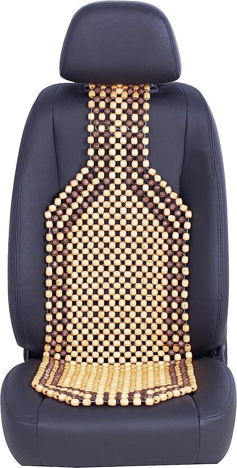 Générique 2 pcs Couvre-siège Auto en Billes de Bois Housses de Siège Confort Massage Coussin Boules Beige Coussin d'assise à Perles en Bois Nature pour Voiture Universel