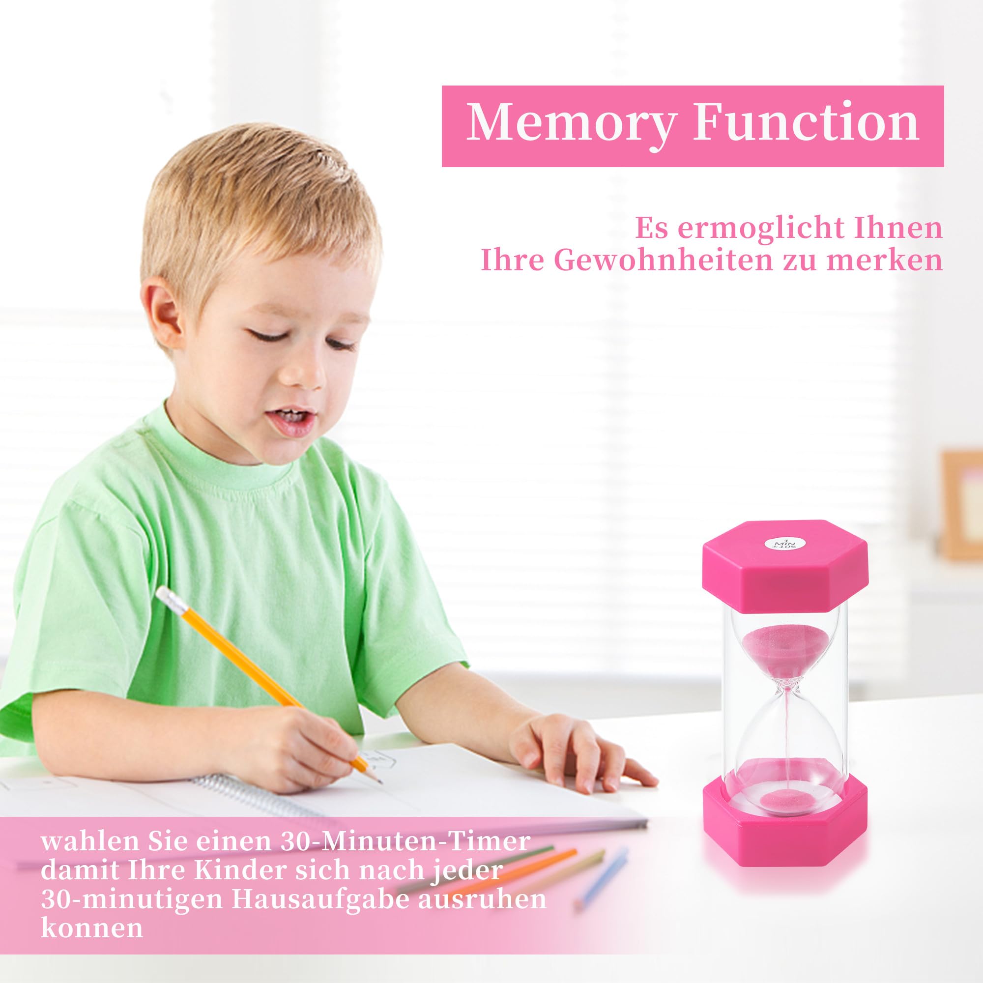 Set 6 Clessidre Colorate Da 1 A 30 Minuti – Timer A Sabbia Per Bambini, Cucina, Giochi E Studio - 3