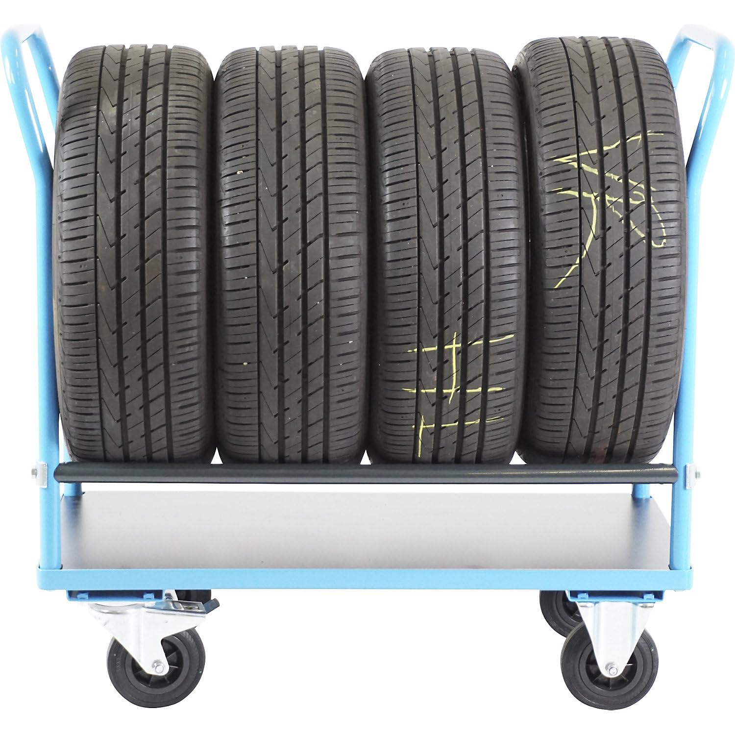 eurokraft pro | Reifentransportwagen | Ladeflächen-LxB 970 x 500 mm, Vollgummi