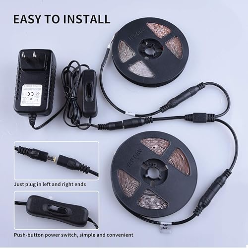 Miniatura 3 de Ontesik Kit de tira de luz LED negra de 50 pies, luz negra LED UV de 12 V, 900 LED adecuada para dormitorios familiares, fiestas, Halloween, fiestas