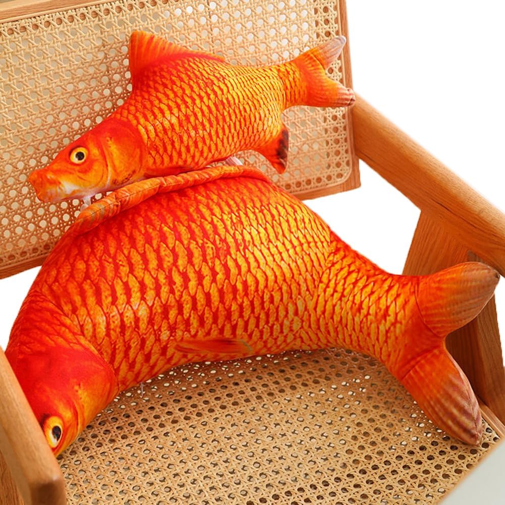 Tingting's Dream Simulation Fish Bed Rest Reading Pillow Cute Lumbar Support Pillow Office Chair Waist Cushion Sofa Reading Back Pillow (Red carp, 60×40CM/23.6"×15.7")