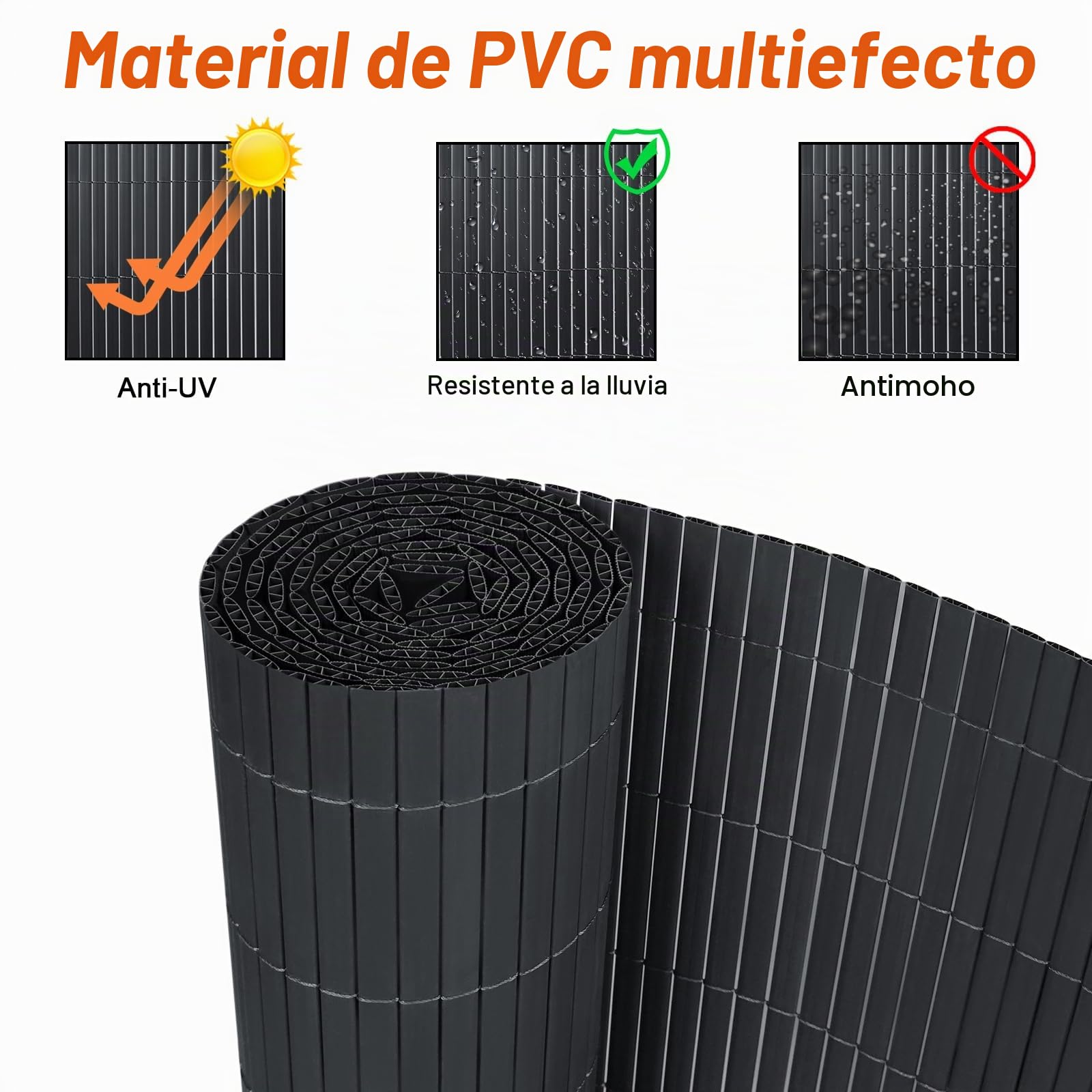 FIVMEN Esterilla de protección visual de PVC, 200 x 500 cm, para balcón, valla con bridas, protección visual, protección visual, protección contra el viento, impermeable, sin agujeros, para jardín o