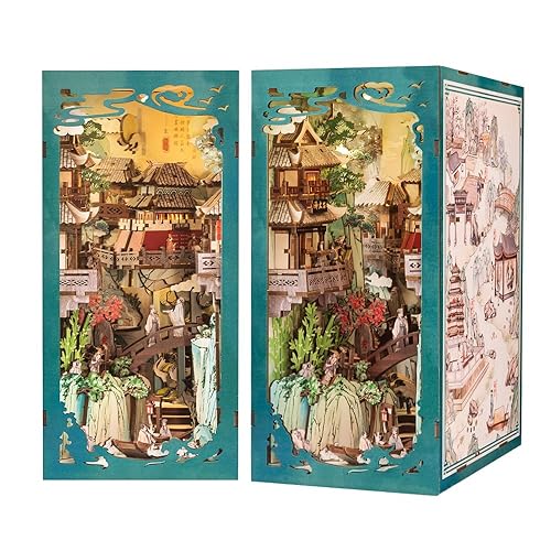Fsolis Book Nook Kit, DIY Miniature House Kit 3D Wooden Puzzles Craft Kit for Adults Bookshelf Nook Decor Decorative Bookend for Women Teenagers and Book Lovers (Su Dongpo) - Su Dongpo