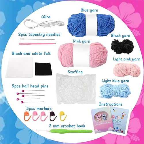Miniatura 3 de ALODNY Kit de ganchillo para principiantes, kit de ganchillo para adultos, kit de tejer, ganchos, juego de hilo con tutoriales en video paso a paso