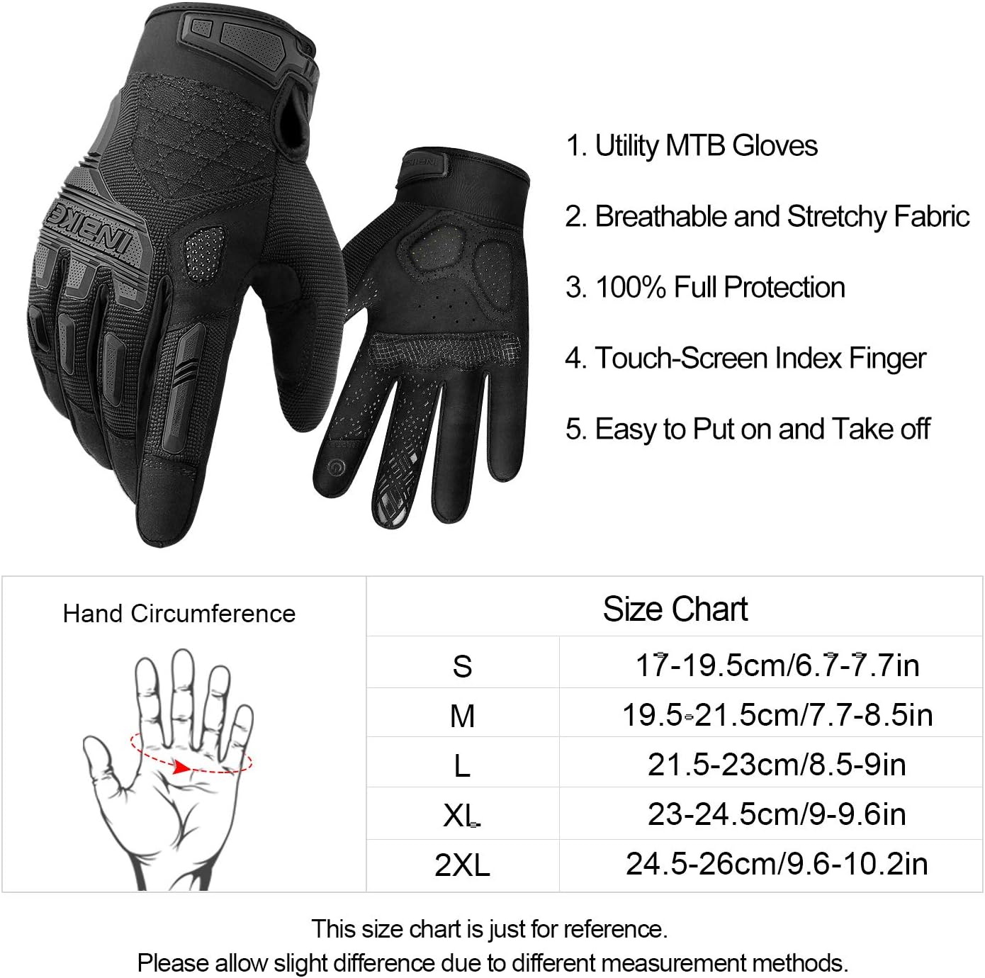 INBIKE MTB Mountain Bike Gloves Touchscreen with Thicken EVA Padded & TPR Knuckle Protection for BMX MX ATV Motorcycle - Image 6