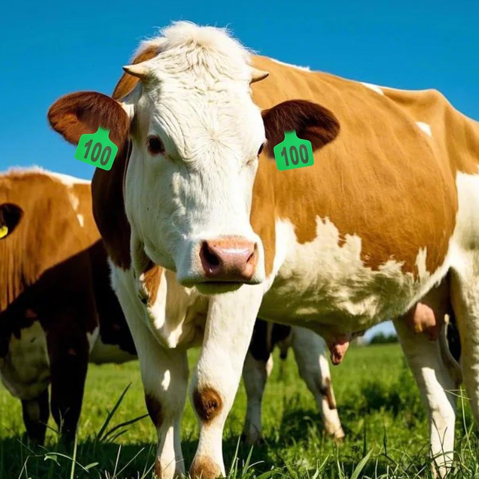 Étiquettes d'oreilles de vache | Étiquettes de marquage du bétail, 001 à 100 étiquettes d'identification d'animaux avec applicateur pour la gestion du bétail, les bovins, les chèvres et les programmes