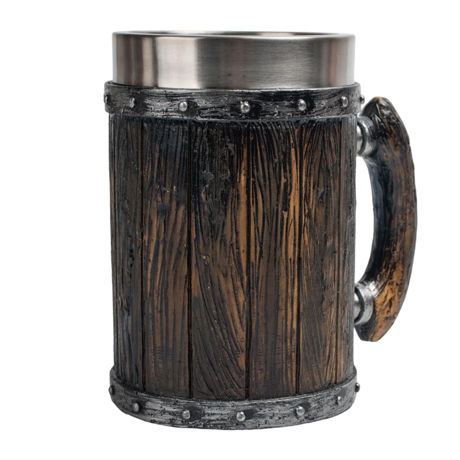 Jazuaiao Barrels Shape Stein Rustproof Stainless Steel Insert Dishwasher Safe Cup Beverage Container with Handle Historic Drinking Cup