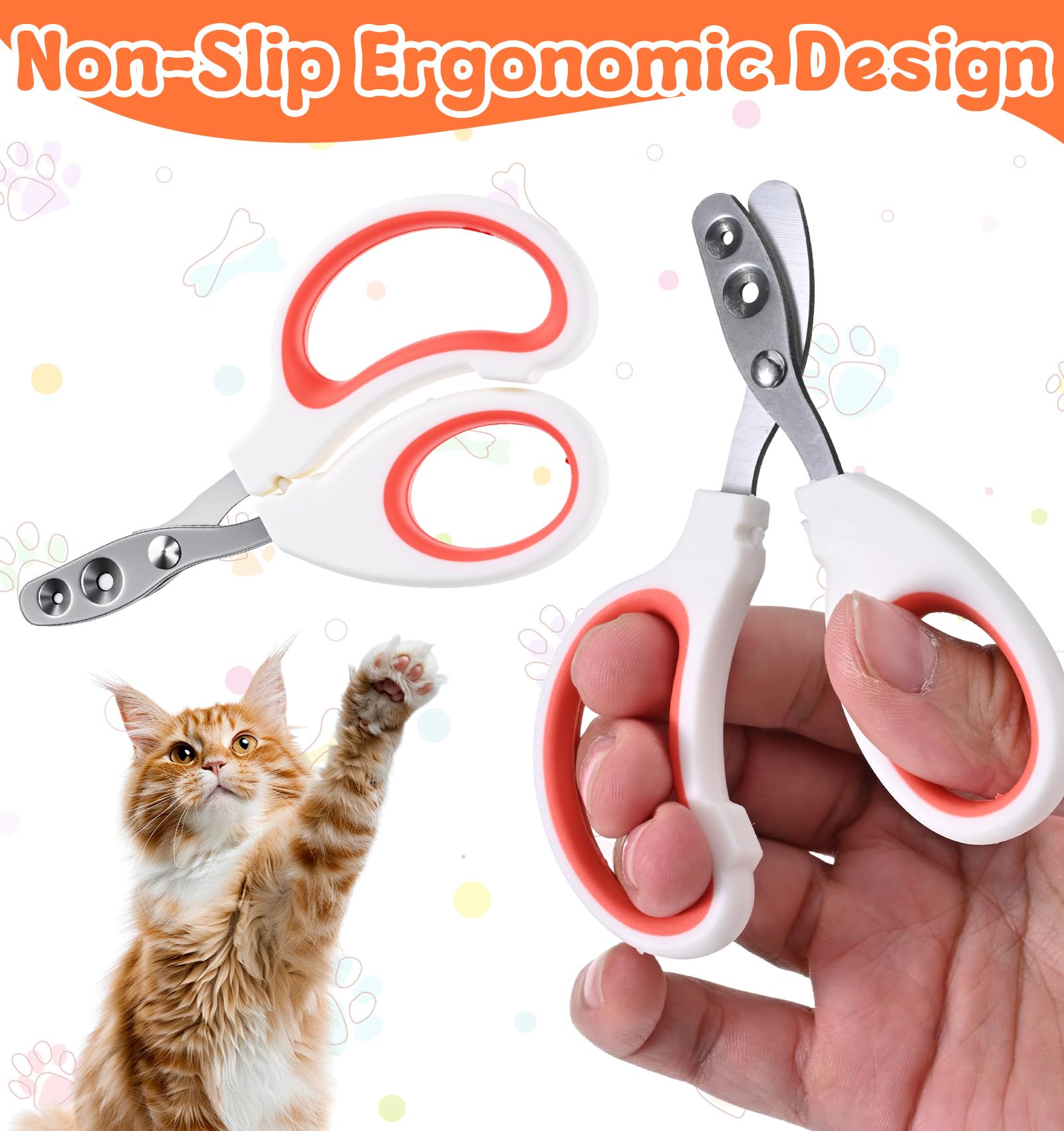 2Pcs Pet Nail Clippers, Dog Cat Nail Clipper with Guard for Cats Small Dogs Animal Claws Trimmer Ideal for Bearded Dragon Cats Rabbit, Non-slip Handle & Stainless Steel Blades, Safe & Easy to Use - image 5
