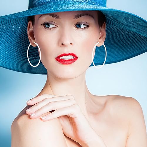 Vista 3 de 2Pcs Hoop Earrings for Women 70s 80s 90s Large Retro Neon Earrings 60mm Hoop Earrings Cute Beach Earrings Party Earrings Accessories for Women