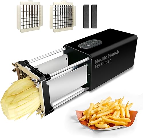 Cortador eléctrico para papas fritas, cortador de papas fritas con hoja de acero inoxidable de 1/2 y 3/8 pulgadas, comercial, cortador de patatas