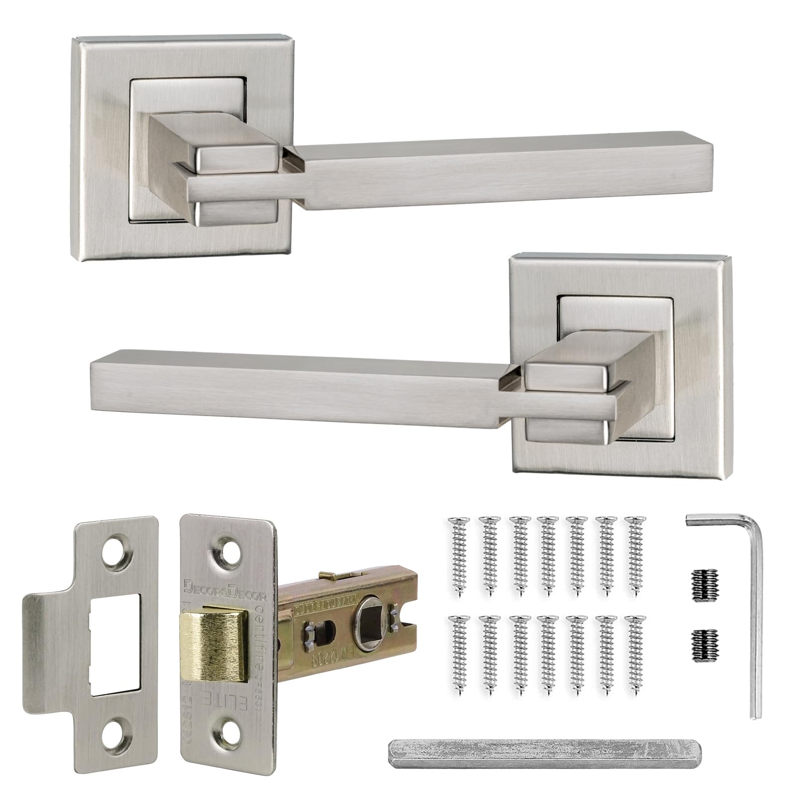 DecoranddecorNickel Door Handle SetInternal Door Handle SetNickel Door Lever Handles Latch KitNexus Range from B&Q