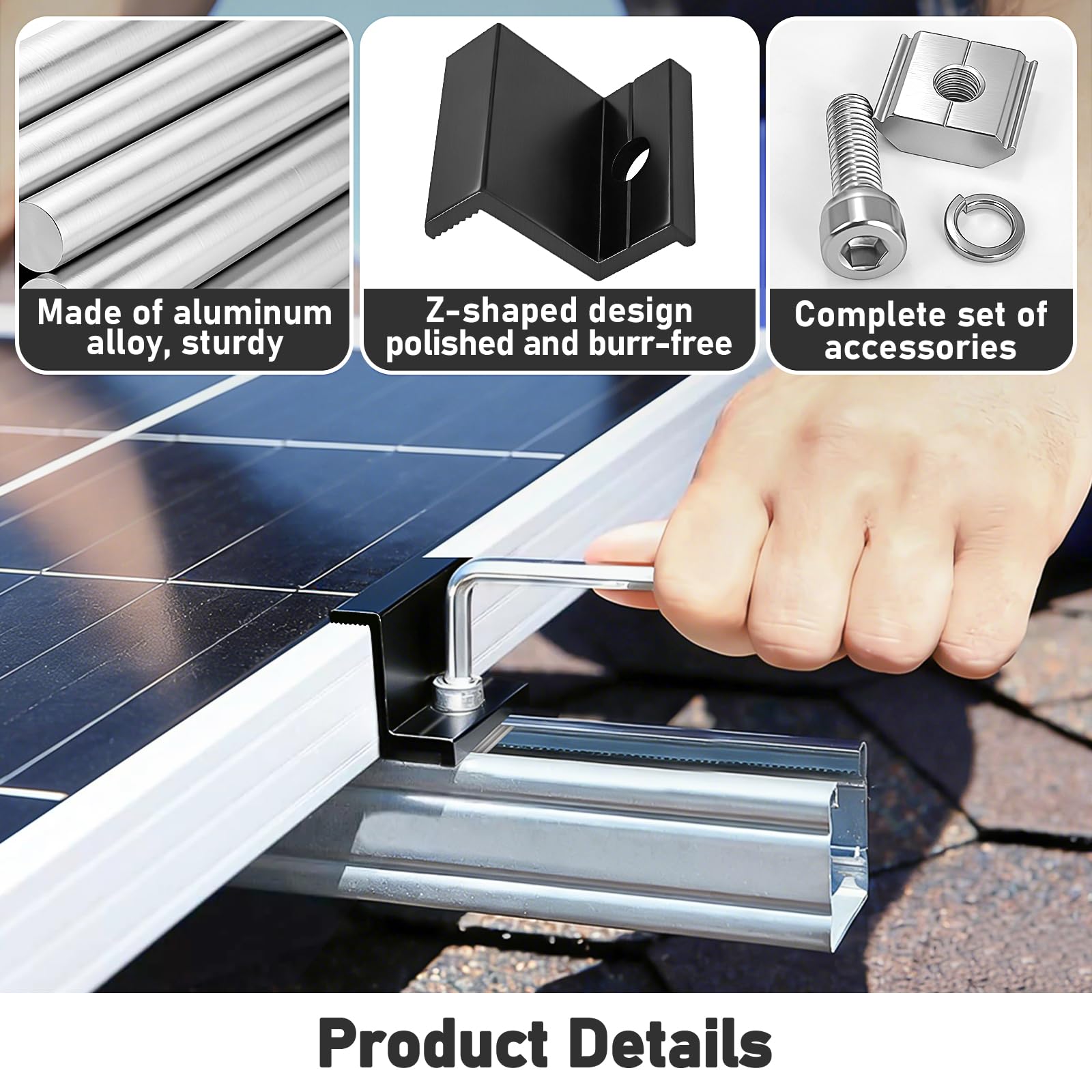 Staffa a Z di Montaggio per Pannello Solare 30mm in Lega Alluminio Set 6 Pezzi