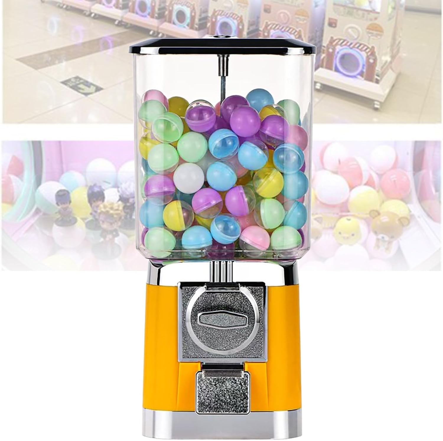 Vending Machine with 200 Toy Capsules - Commercial Gum Dispenser, Stable Sweet Machine for Balls, Grey Capsule Shells, Perfect for Kids' Entertainment & Events