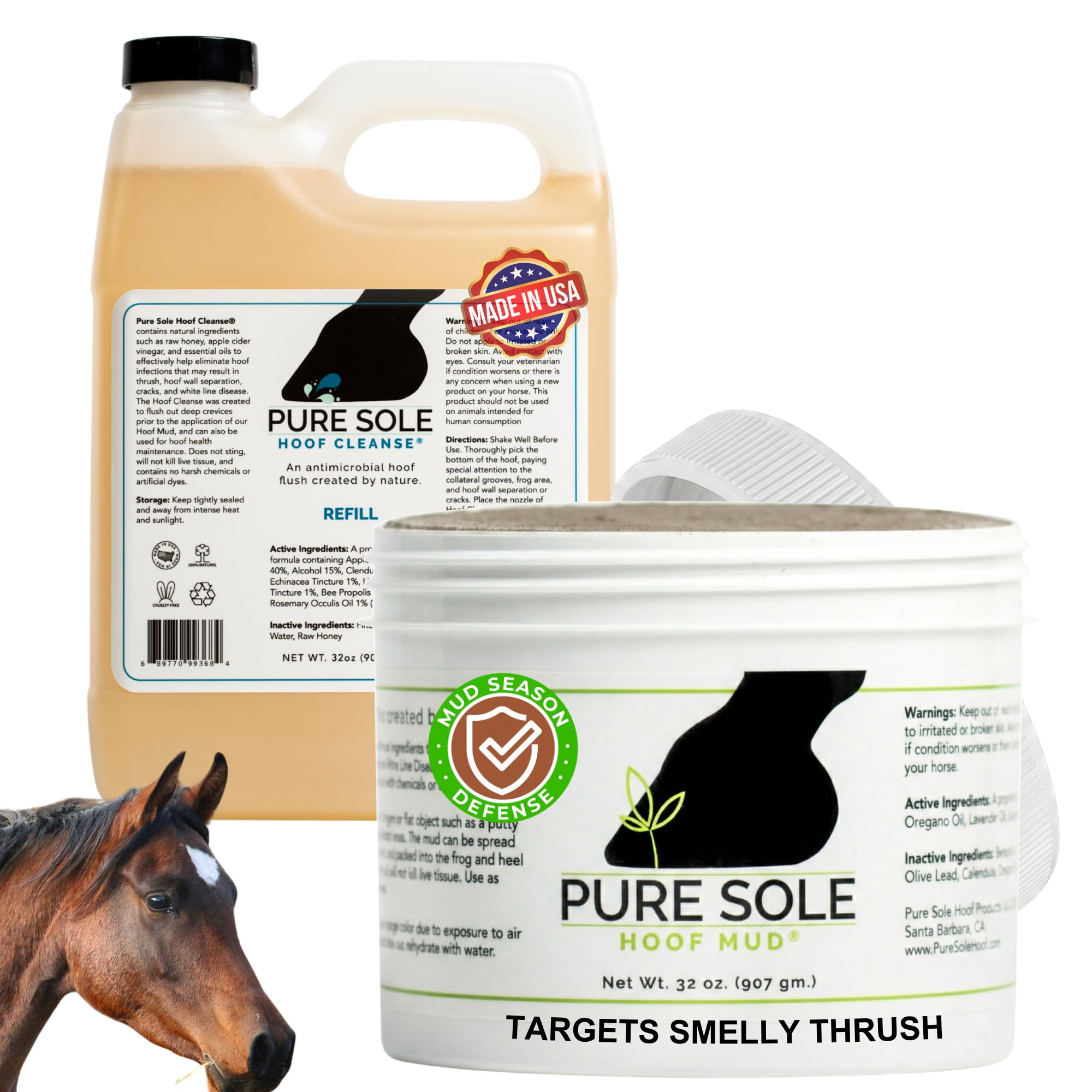 Severe Thrush Treatment for Horses Hoof Cleanse (32 oz. Refill) Hoof Mud (32 oz.) Bundle