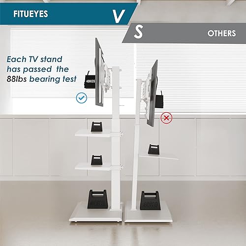 Miniatura 42 de FITUEYES - Soporte giratorio de suelo para TV, base de hierro, con ménsulas de montaje, para ahorro de espacio; para televisores LCD, LED, OLED,