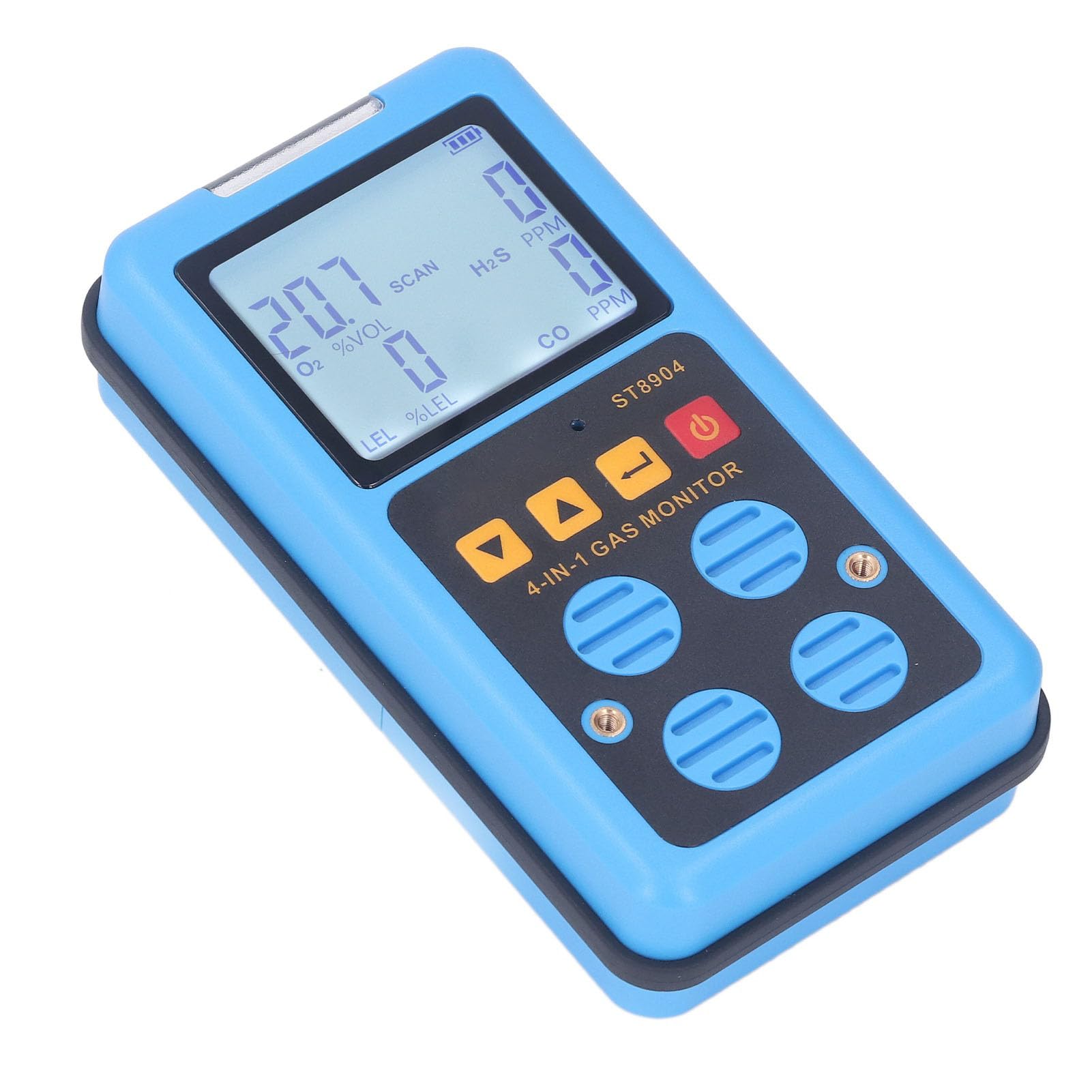 Tnfeeon Tragbarer 4-in-1-Gasdetektor, Multi-Gasmonitor für CO H2S O2 UEG-Erkennung mit DREI Alarmmodi, Hintergrundbeleuchtetes Display, Wiederaufladbare USB-Stromversorgung für den Einsatz Im Labor,