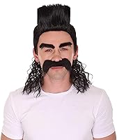 Vista 7 de Halloween Party Online HPO 70s 80s teclado animación punk rock peluca, negro HM-122