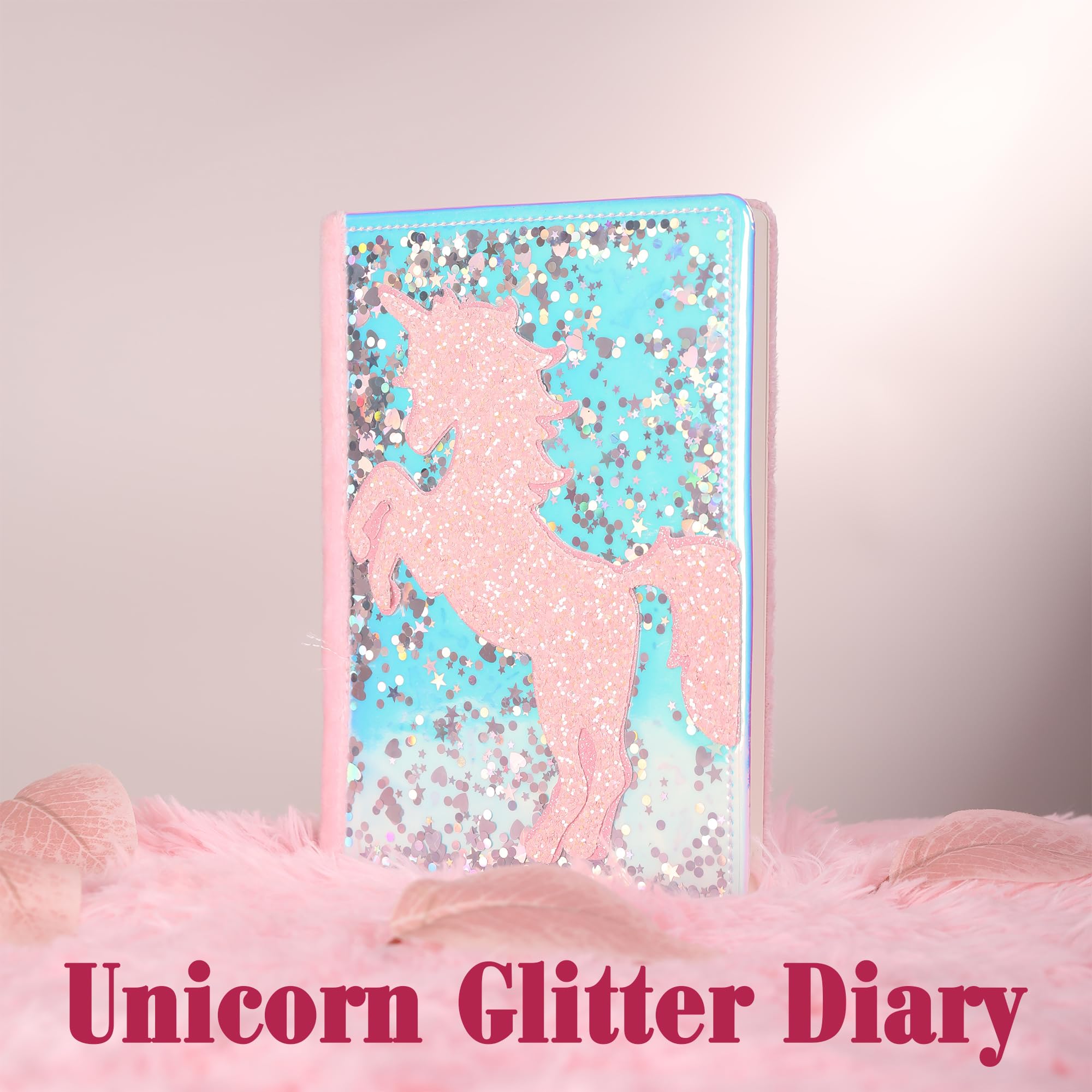 TIEFOSSI Unicorn Glitter Diary for Girls Gift for 6 7 8 9 10-12 Year Old Girl - Image 2