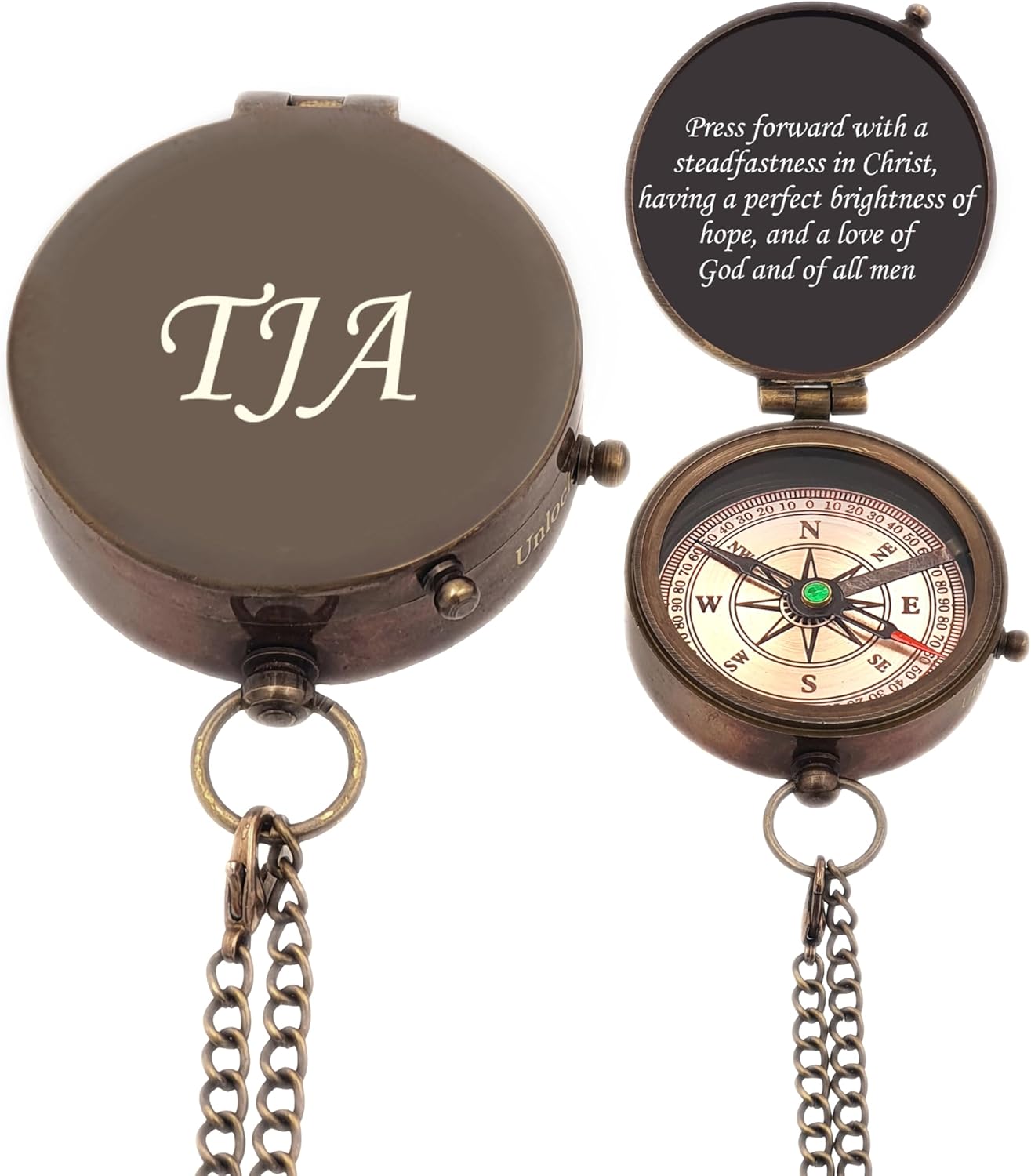 Personalized Compass, Custom Engraved Handmade Working Compass, Gifts for Men for Anniversary Fathers Day Christmas Birthday Valentines Day and Graduation Baptism