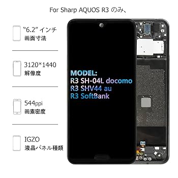 AQUOS - 【画面割れ品】AQUOS R3 SH-04L AQUOS R3(SH-04L/SHV44/808SH)画面交換費用37800円！触れても