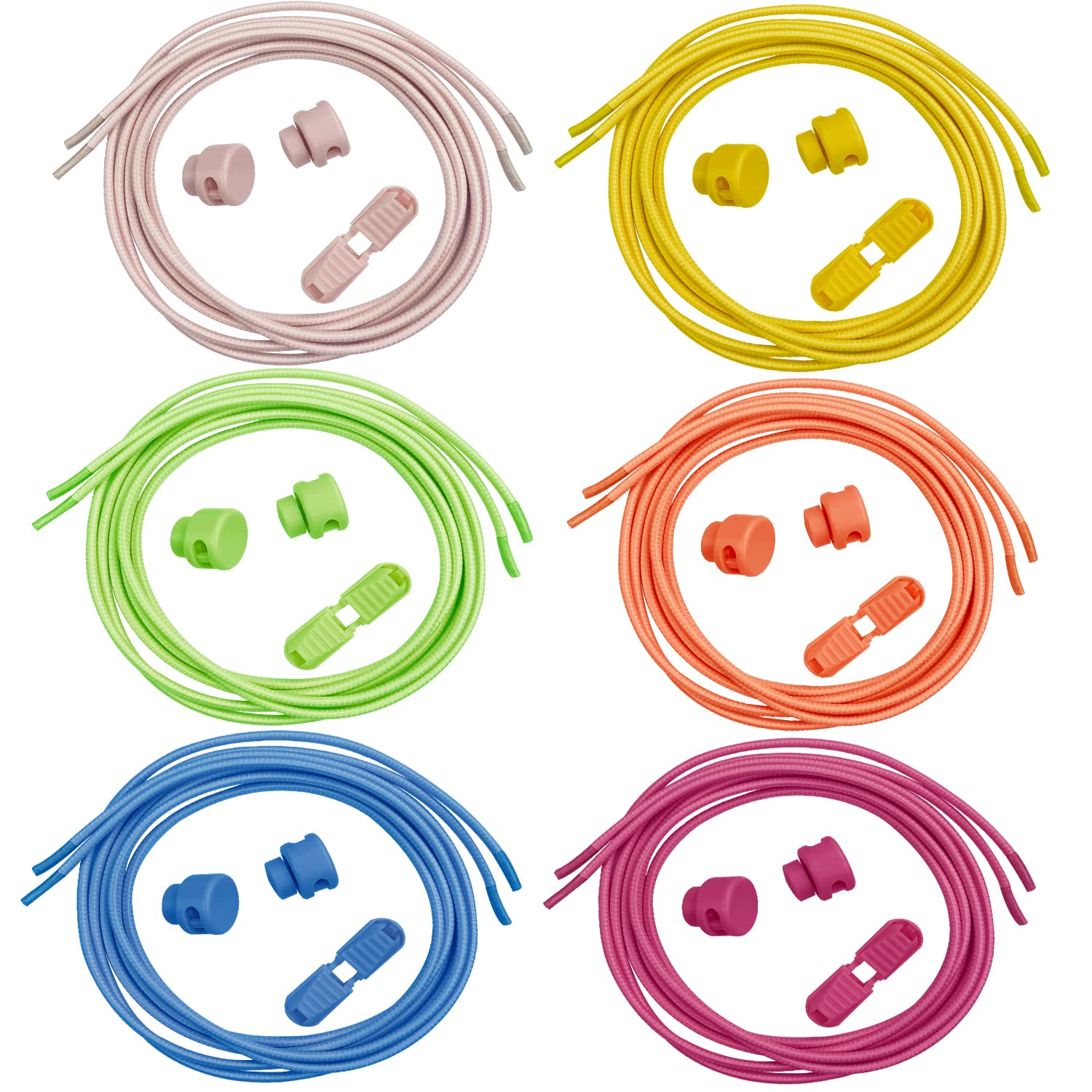 SHUIYUE6pcs Stretch lazy no tie shoe laces, 110cm elastic laces white dots, adult and children's safety, tie-free, sports elastic colored laces