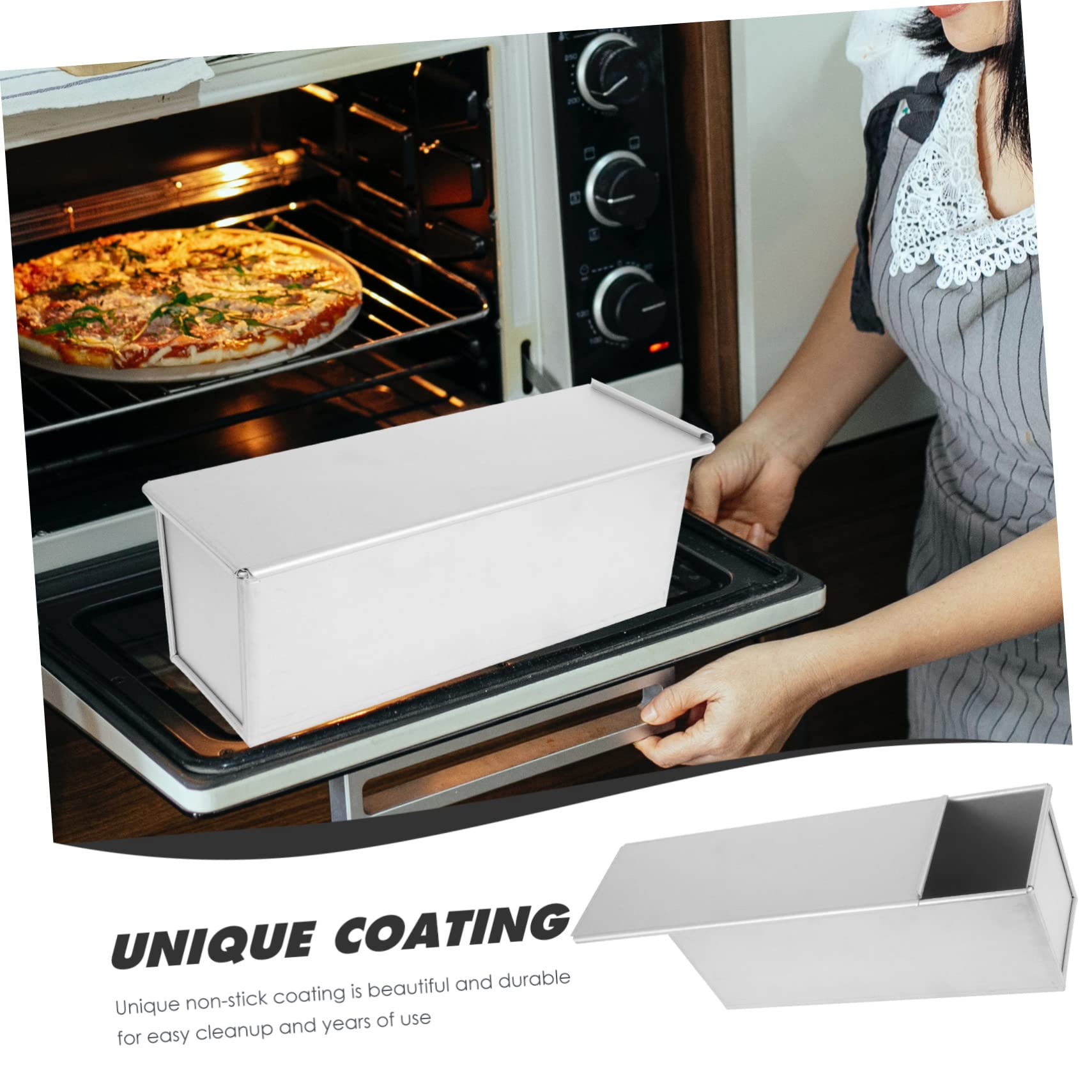 BESPORTBLE Antihaft Kastenform aus Aluminiumlegierung mit Deckel Leicht zu Reinigen und Poliert für Hause und Professionelles Backen von Brot und Toast