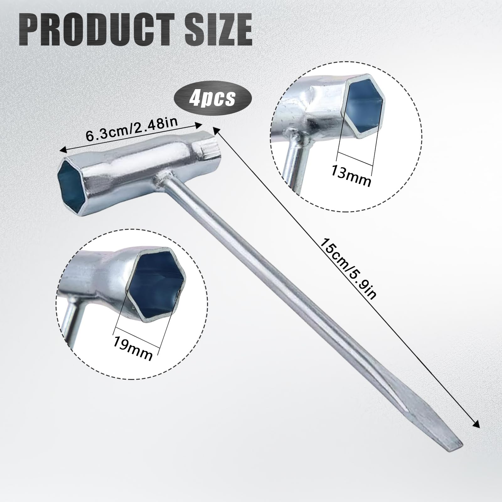 3 Pièces Clé à Bougie 13mm/19mm En T - Clé Combinée Tronçonneuse Tondeuse Débroussailleuse - Acier Carbone