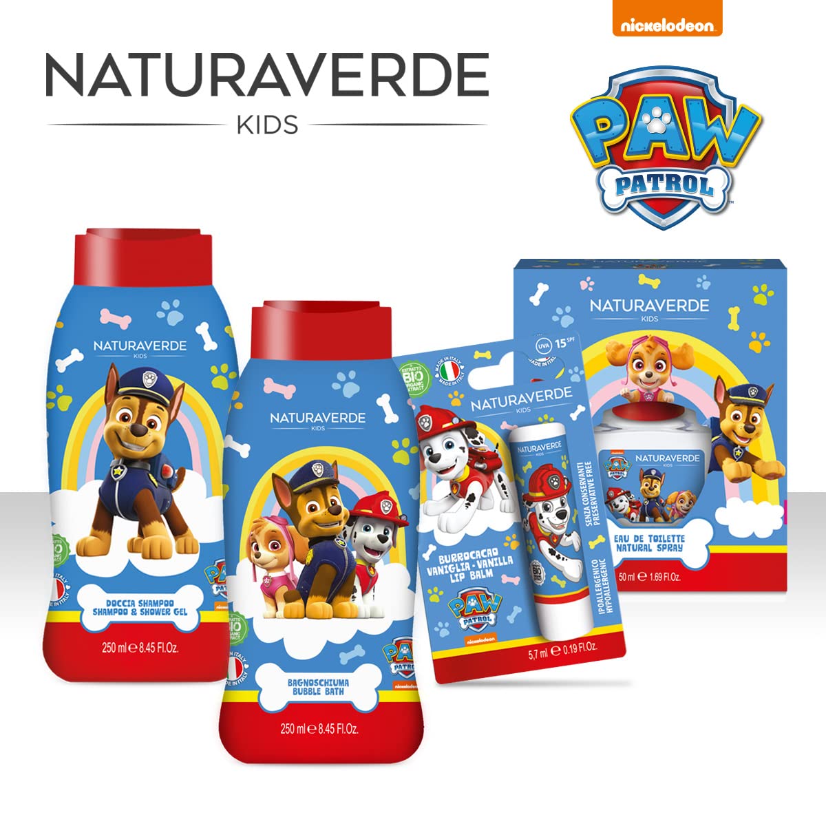 Naturaverde | Kids - Paw Patrol - Double Bath, dla dzieci, produkty higieniczne dla dzieci, z ekstraktem z owsa BIO, 250ml